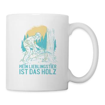 Holz Lieblingstier Waldarbeiter Forstwirt Herren - Tasse - Weiß - Rechts