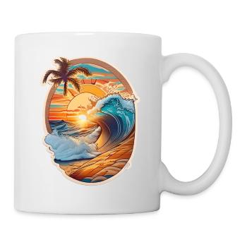 plage et vague - Mug blanc - blanc - Droite