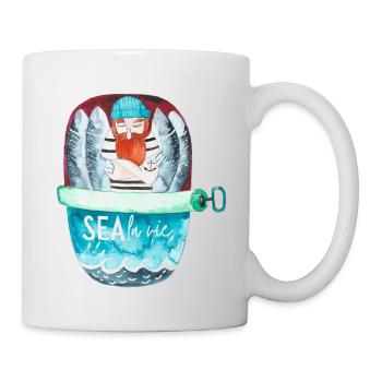 Seemann in der Sardinenbüchse / Sea la vie - Tasse - Weiß - Rechts