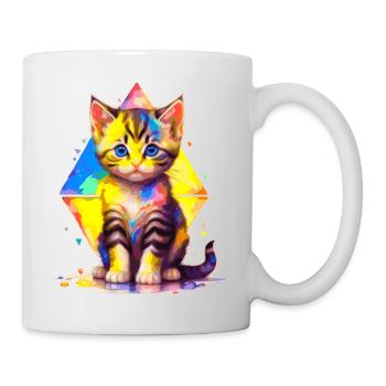 Rainbow Kitty - painted with geometries - Mug - white - Right