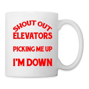 Aux ascenseurs pour venir me chercher quand je suis en bas 5 - Mug blanc - blanc - Droite