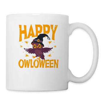 Happy Owloween Lustig Halloween Eulenliebhaber - Tasse - Weiß - Rechts