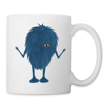Blaues Zottelmonster - Monster - Tasse - Weiß - Rechts