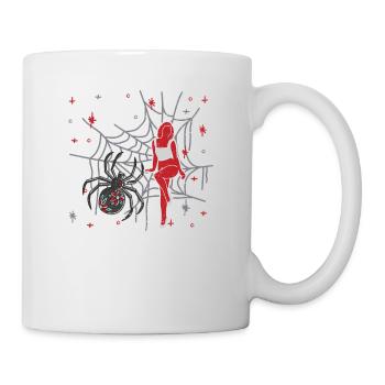 Retro Pin Up Girl piégée dans Spider Web Vintage - Mug blanc - blanc - Droite