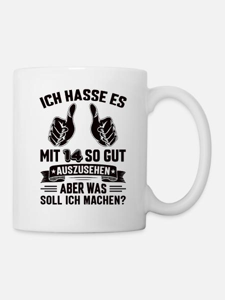 14 Geburtstag 14 Jahre 14 Lebensjahr 14 Lebenalter - Tasse - Weiß