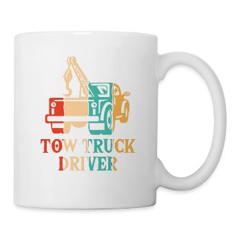 Retro Abschleppfahrzeug Abschlepper Fahrer - Tasse - Weiß - Rechts