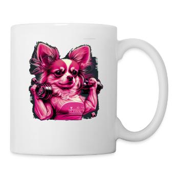 Pink Chihuahua | Fitness Girl Gym Sport Dumbbell - Mug - white - Right