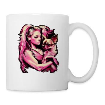 Pink Chihuahua | Fitness Girl Gym Sport Dumbbell - Mug - white - Right