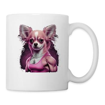 Pink Chihuahua | Fitness Girl Gym Sport Dumbbell - Mug - white - Right