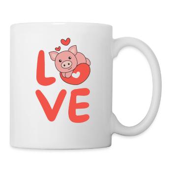 Cochon pour la Saint-Valentin Animaux mignons Cœurs Amour - Mug blanc - blanc - Droite