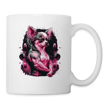 Pink Chihuahua | Fitness Girl Gym Sport Dumbbell - Mug - white - Right