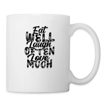 Gut essen, oft lachen, viel lieben - Kochen - Tasse - Weiß - Rechts
