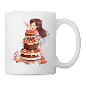 Sweet Celebration La fille aimant le gâteau - Mug blanc - blanc - Droite
