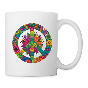 Signe de Paix Monde Amants Fleurs Hippie Art Âme - Mug blanc - blanc - Droite