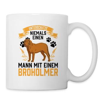 Mann mit Broholmer Dänische Dogge - Tasse - Weiß - Rechts