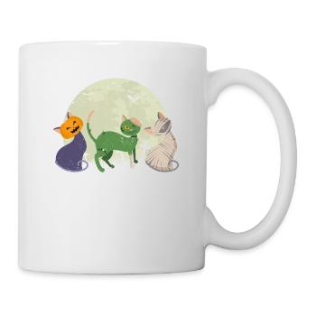 Kürbis Mumie Zombie Monster Schwarze Katzen - Tasse - Weiß - Rechts