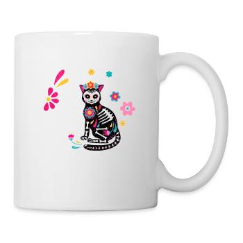 Sugar Skull Cat Moon Dia De Los Muertos Funny - Mug blanc - blanc - Droite