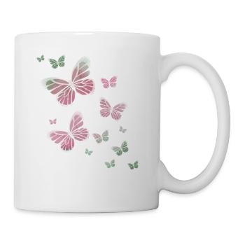 Schmetterling Schmetterlinge Natur Tier bunt Farbe - Tasse - Weiß - Rechts