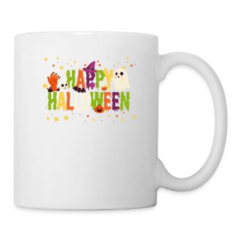 Happy Halloween Gruselige Gespenster Hexe Spinne - Tasse - Weiß - Rechts