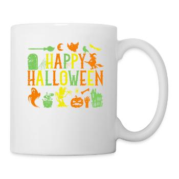 Happy Halloween Gruselige Gespenster Hexe Spinne - Tasse - Weiß - Rechts