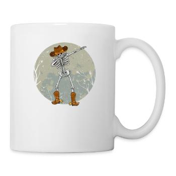 Dabbing Skeleton Cowboy Hat Drôle Halloween Dab - Mug blanc - blanc - Droite