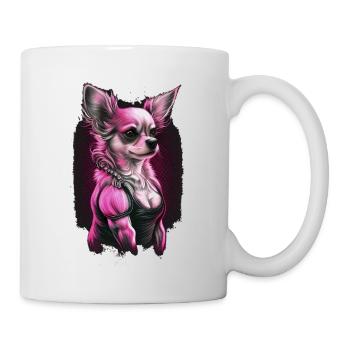 Pink Chihuahua | Fitness Girl Gym Sport Dumbbell - Mug - white - Right