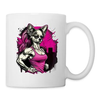 Pink Chihuahua | Fitness Girl Gym Sport Dumbbell - Mug - white - Right