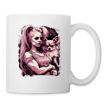 Pink Chihuahua | Fitness Girl Gym Sport Dumbbell - Mug - white - Right