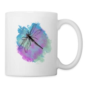 Dragonfly - colorful - watercolor - hippie - Mug - white - Right