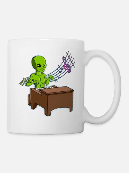 Alien Klavierspieler - Tasse - Weiß