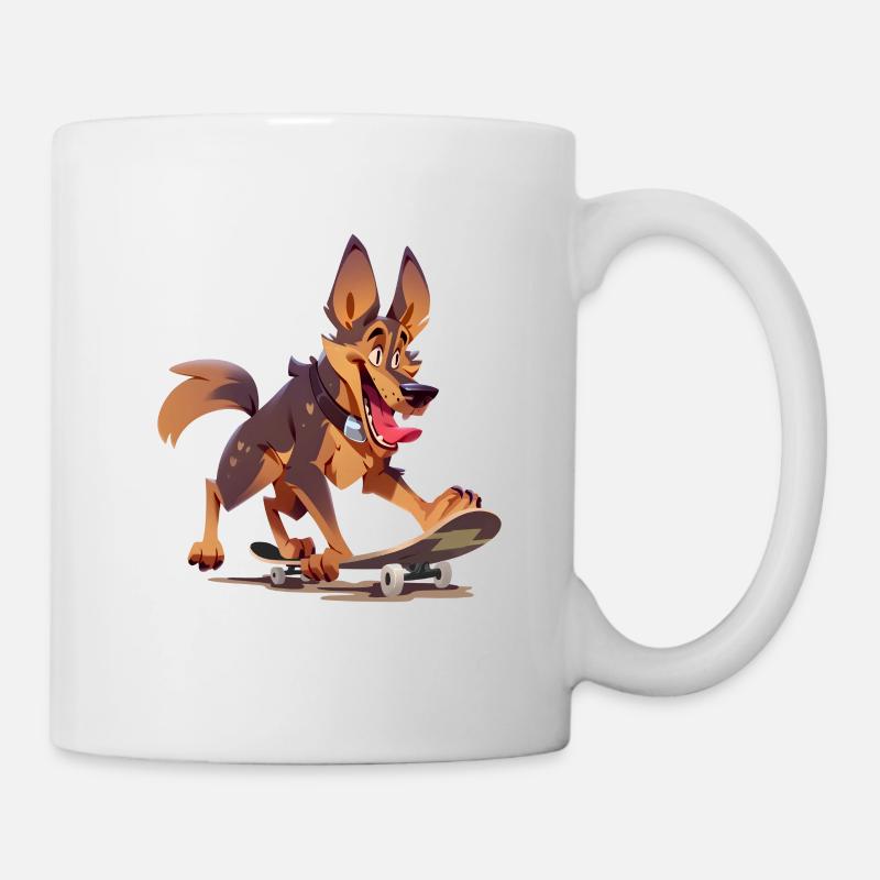 Schäferhund Skateboard Hunde Hund Hundebesitzer - Tasse - Weiß