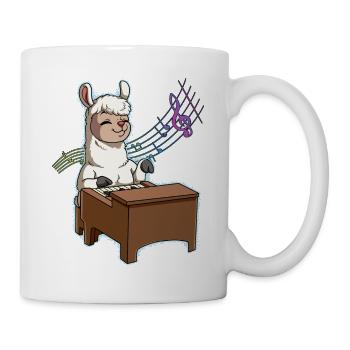 Lama Klavierspieler - Tasse - Weiß - Rechts