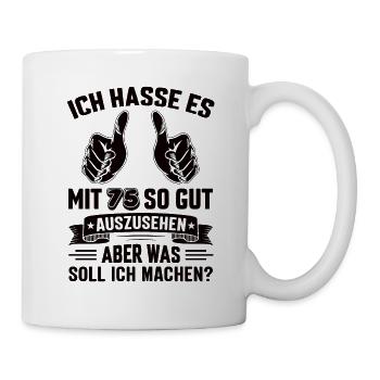 75 Geburtstag 75 Jahre 75 Lebensjahr 75 Lebenalter - Tasse - Weiß - Rechts
