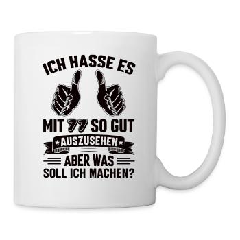 77 Geburtstag 77 Jahre 77 Lebensjahr 77 Lebenalter - Tasse - Weiß - Rechts