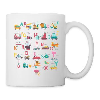 Ambulance Excavator Helicopter Truck Vehicles ABC - Mug - white - Right