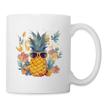 Pineapple Sunglasses Beach Hawaiian Holidays - Mug blanc - blanc - Droite
