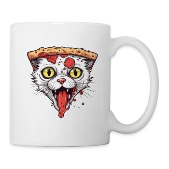 Pizza Katze - Tasse - Weiß - Rechts