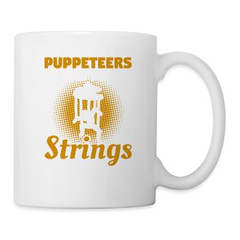 Puppenspieler machen es mit an Schnüren befestigtem Puppenspiel - Tasse - Weiß - Rechts
