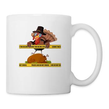 Thanksgiving Turkey Police Line Do Not Cross - Mug - white - Right