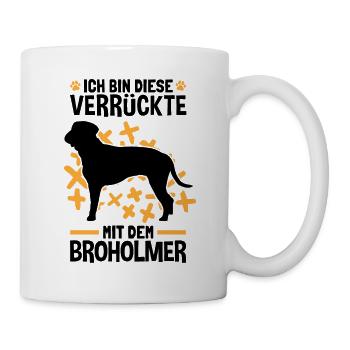 Verrückte mit dem Broholmer Dänische Dogge - Tasse - Weiß - Rechts