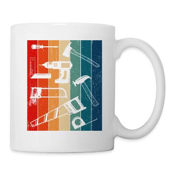 Outils de charpentier rétro - Mug blanc - blanc - Droite
