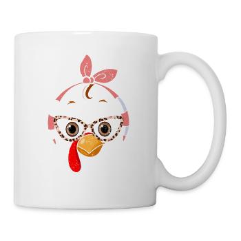Truthahn Gesicht Leopard Print Brille Thanksgiving - Tasse - Weiß - Rechts