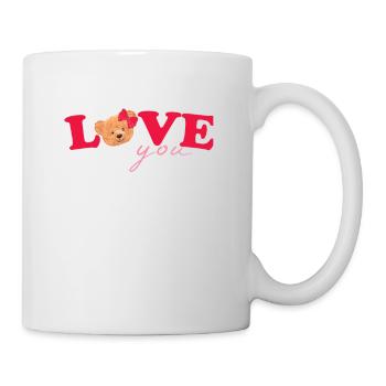 Teddy Love Rouge Blanc - Mug blanc - blanc - Droite