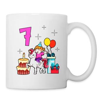With Unicorn - Girl Birthday 7 Years - Mug - white - Right