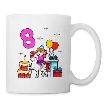 With Unicorn - Girl Birthday 8 Years - Mug - white - Right