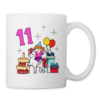 Avec licorne - Anniversaire de fille 11 ans - Mug blanc - blanc - Droite