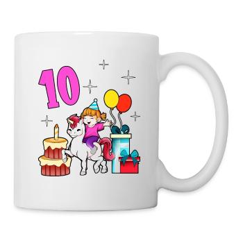 Mit Einhorn - Mädchen Geburtstag 10 Jahre - Tasse - Weiß - Rechts