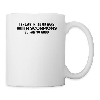 I Engage In Thumb Wars With Scorpions Positive Pun - Mug - white - Right