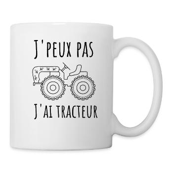 J'peux pas j'ai tracteur - Mug blanc - blanc - Droite