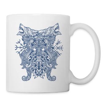 Odin Thor Wikingerkompass Vegvisir Runen Wölfe - Tasse - Weiß - Rechts